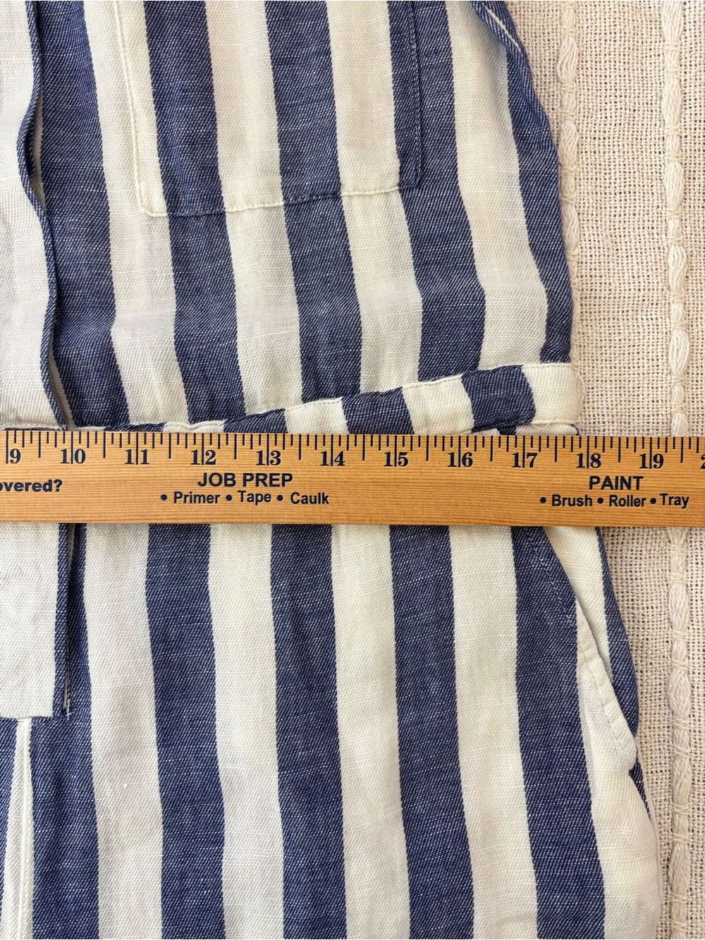 PACT The Harbour Organic Cotton Hemp Blue Stripe Romper Shorts NWT Small - Picture 12 of 14